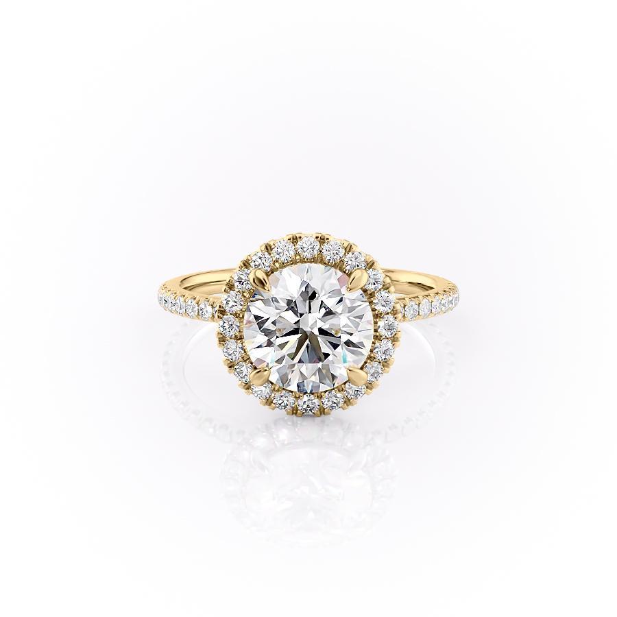 1.90 CT Round Halo & Pave Moissanite Engagement Ring
