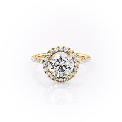 1.90 CT Round Halo & Pave Moissanite Engagement Ring
