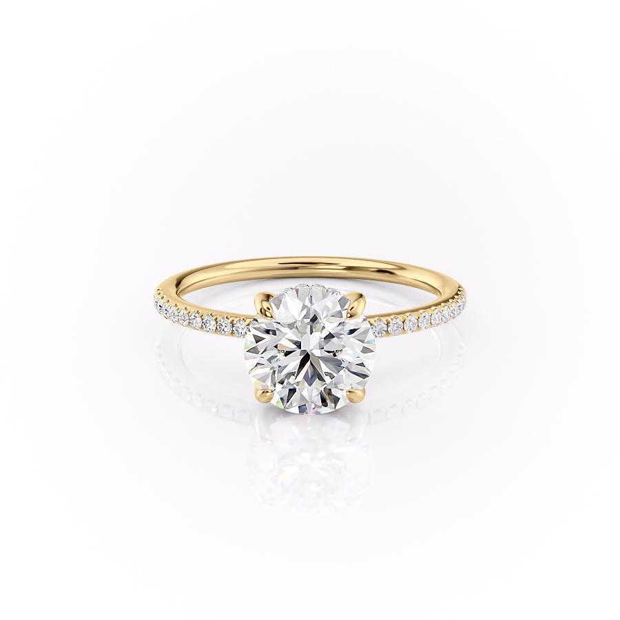 1.60 CT Round Hidden Halo & Pave Moissanite Engagement Ring