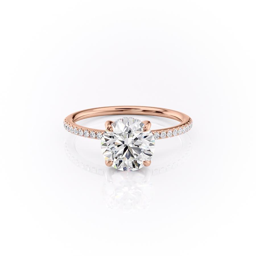 1.60 CT Round Hidden Halo & Pave Moissanite Engagement Ring