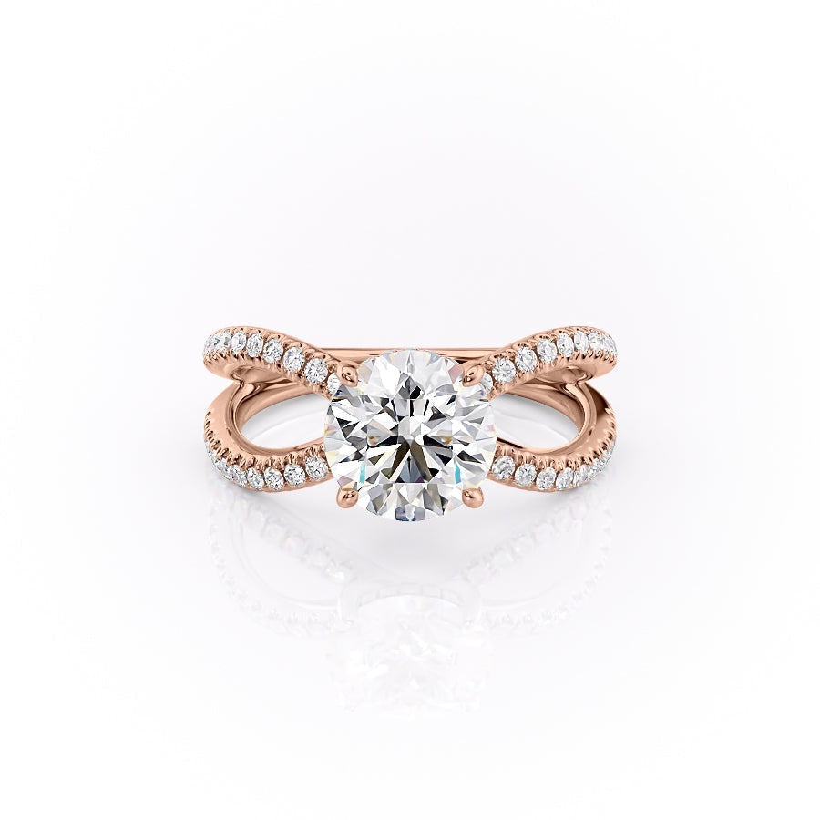 1.35 CT Round Pave Moissanite Engagement Ring