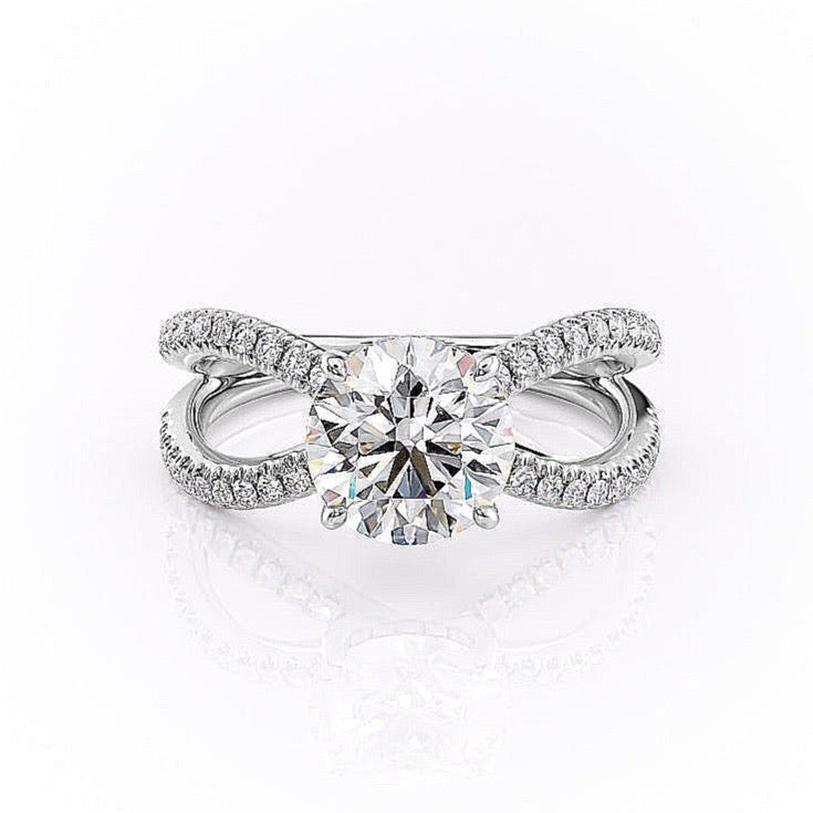 1.35 CT Round Pave Moissanite Engagement Ring