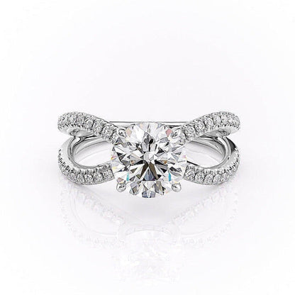 1.35 CT Round Pave Moissanite Engagement Ring