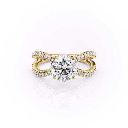 1.35 CT Round Pave Moissanite Engagement Ring