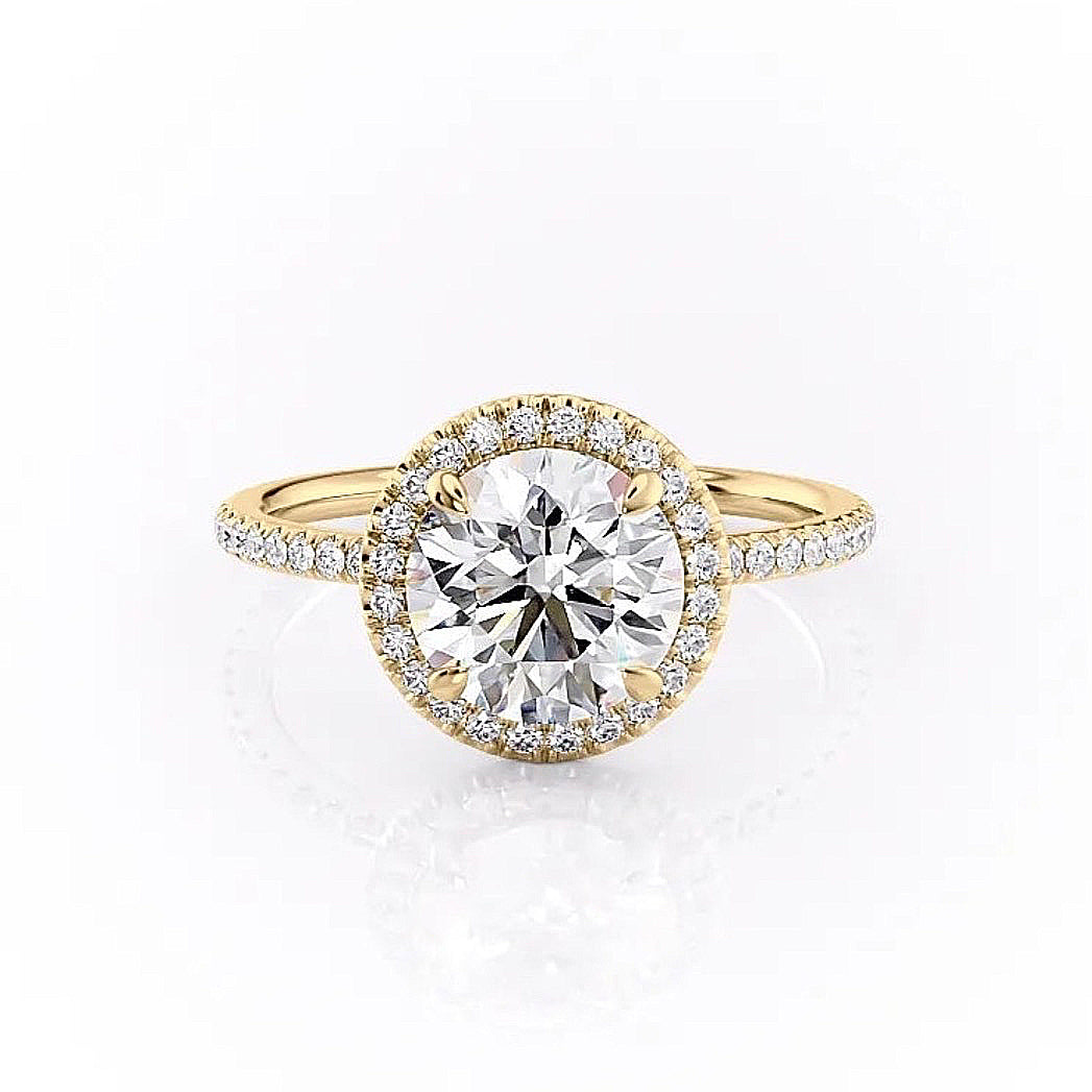 1.90 CT Round Halo & Pave Moissanite Engagement Ring