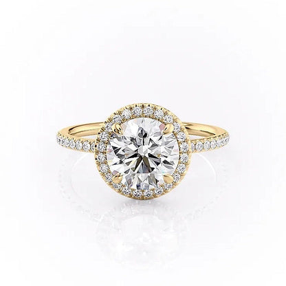 1.90 CT Round Halo & Pave Moissanite Engagement Ring