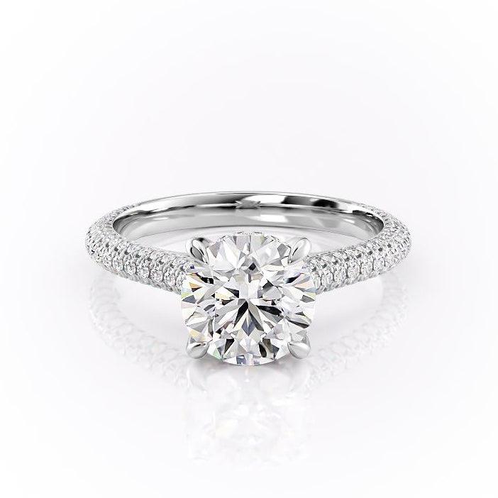 1.60 CT Round Hidden Halo & Pave Moissanite Engagement Ring
