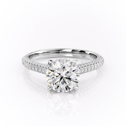 1.60 CT Round Hidden Halo & Pave Moissanite Engagement Ring