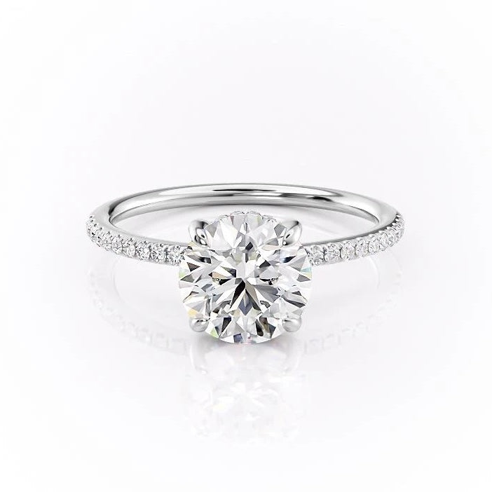 1.60 CT Round Hidden Halo & Pave Moissanite Engagement Ring