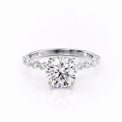 1.60 CT Round Hidden Halo & Pave Moissanite Engagement Ring