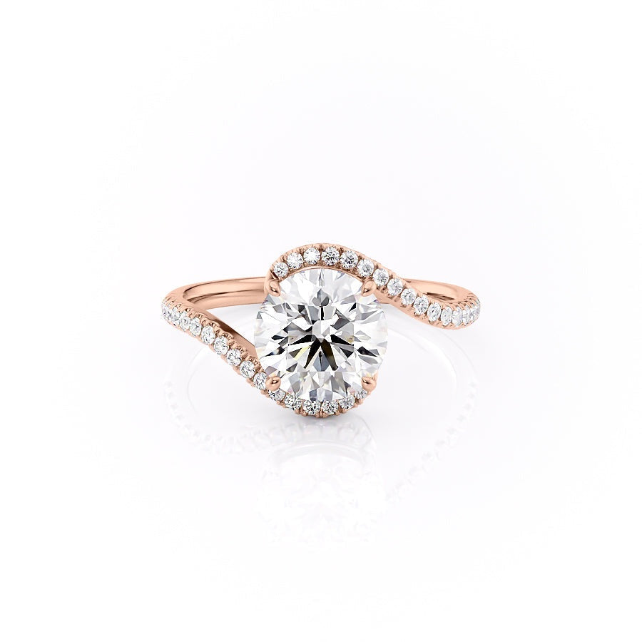 1.35 CT Round Swirl Pave Moissanite Engagement Ring