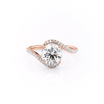 1.35 CT Round Swirl Pave Moissanite Engagement Ring
