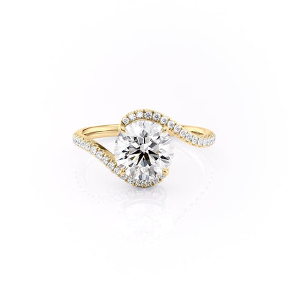 1.35 CT Round Swirl Pave Moissanite Engagement Ring