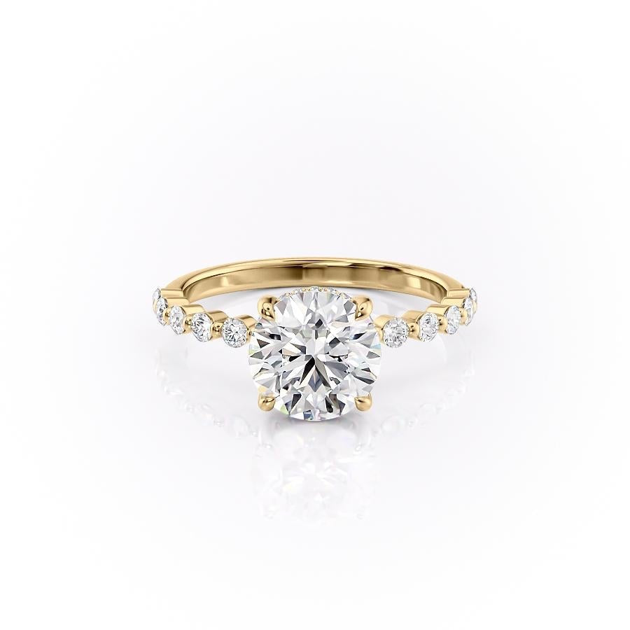 1.60 CT Round Hidden Halo & Pave Moissanite Engagement Ring