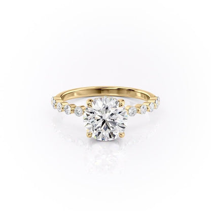 1.60 CT Round Hidden Halo & Pave Moissanite Engagement Ring