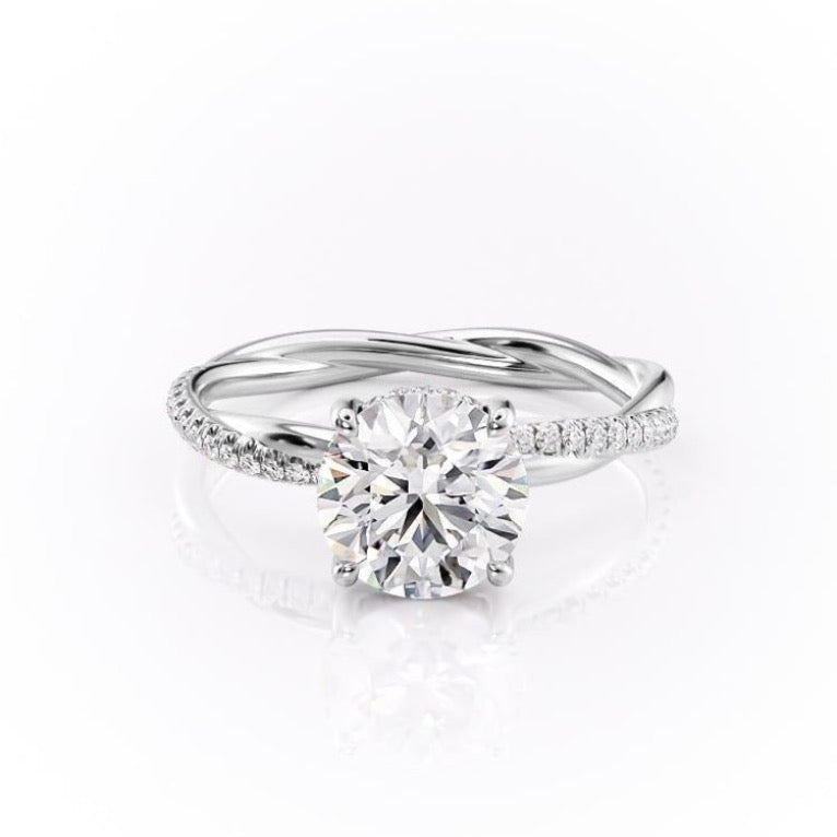 1.60 CT Round Hidden Halo & Pave Moissanite Engagement Ring