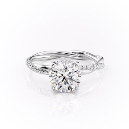 1.60 CT Round Hidden Halo & Pave Moissanite Engagement Ring