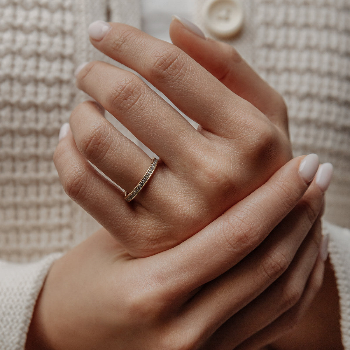 0.32 TCW Round Channel Setting Moissanite Wedding Band