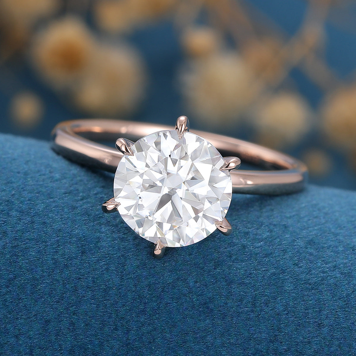 1.9 CT Round Solitaire Moissanite Engagement Ring