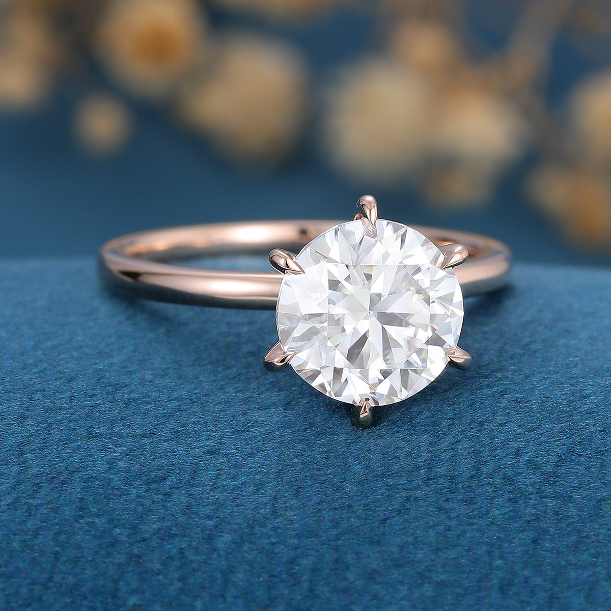 1.9 CT Round Solitaire Moissanite Engagement Ring