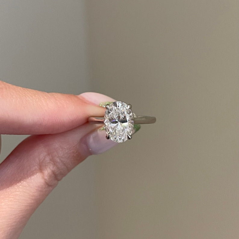 3.5 CT Oval Solitaire Moissanite Engagement Ring