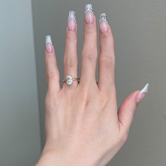 2 CT Oval Hidden Halo Moissanite Engagement Ring