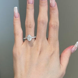 2 CT Oval Hidden Halo Moissanite Engagement Ring