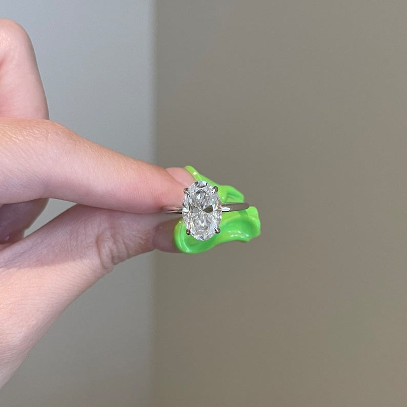 4 CT Oval Solitaire Moissanite Engagement Ring