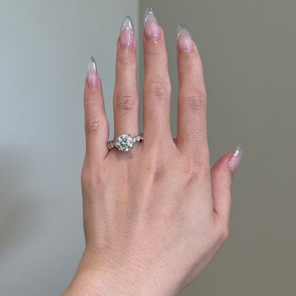 3 CT Round Pave Moissanite Engagement Ring