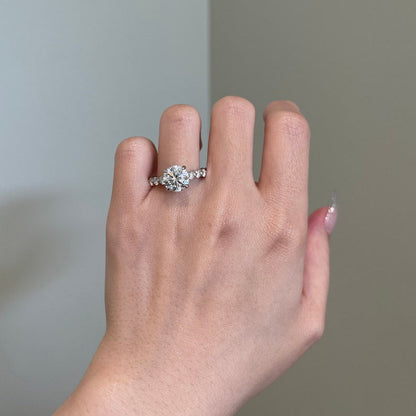 3 CT Round Pave Moissanite Engagement Ring