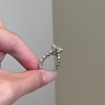 3 CT Round Pave Moissanite Engagement Ring