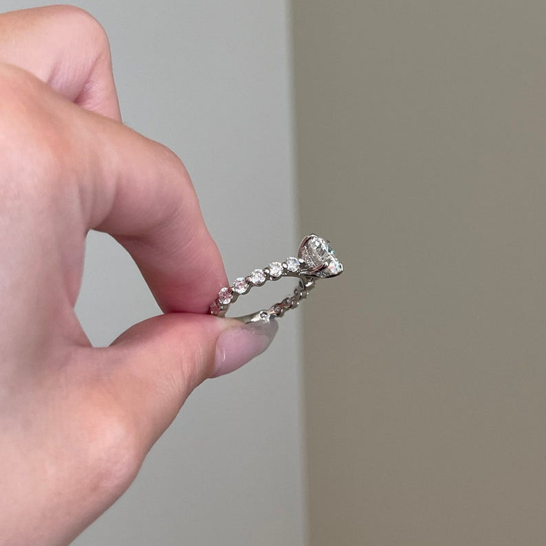 3 CT Round Pave Moissanite Engagement Ring