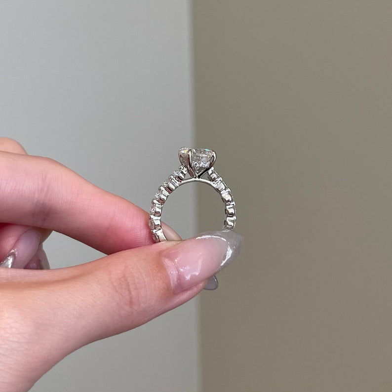 3 CT Round Pave Moissanite Engagement Ring
