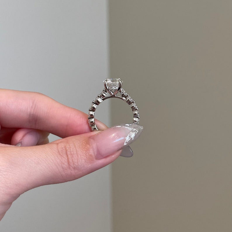3 CT Round Pave Moissanite Engagement Ring