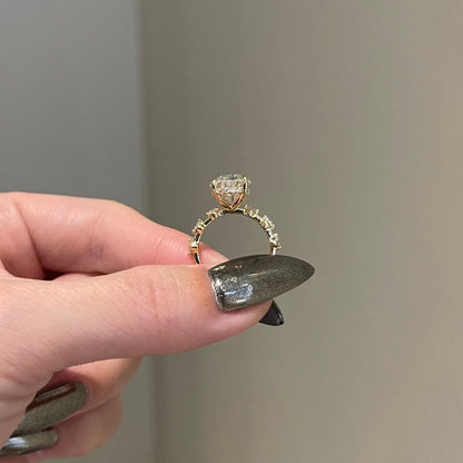 7 CT Oval Pave Moissanite Engagement Ring