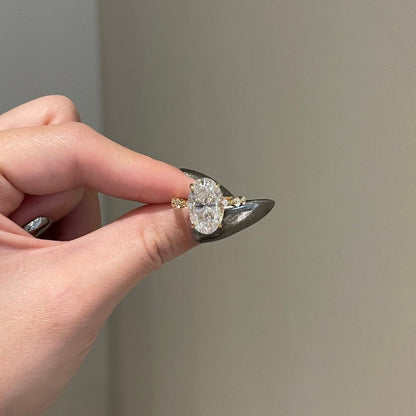 7 CT Oval Pave Moissanite Engagement Ring