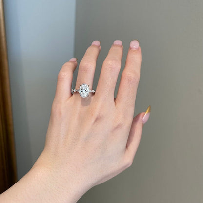 5 CT Oval Pave Moissanite Engagement Ring