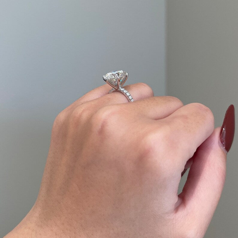 6 CT Round Pave Moissanite Engagement Ring