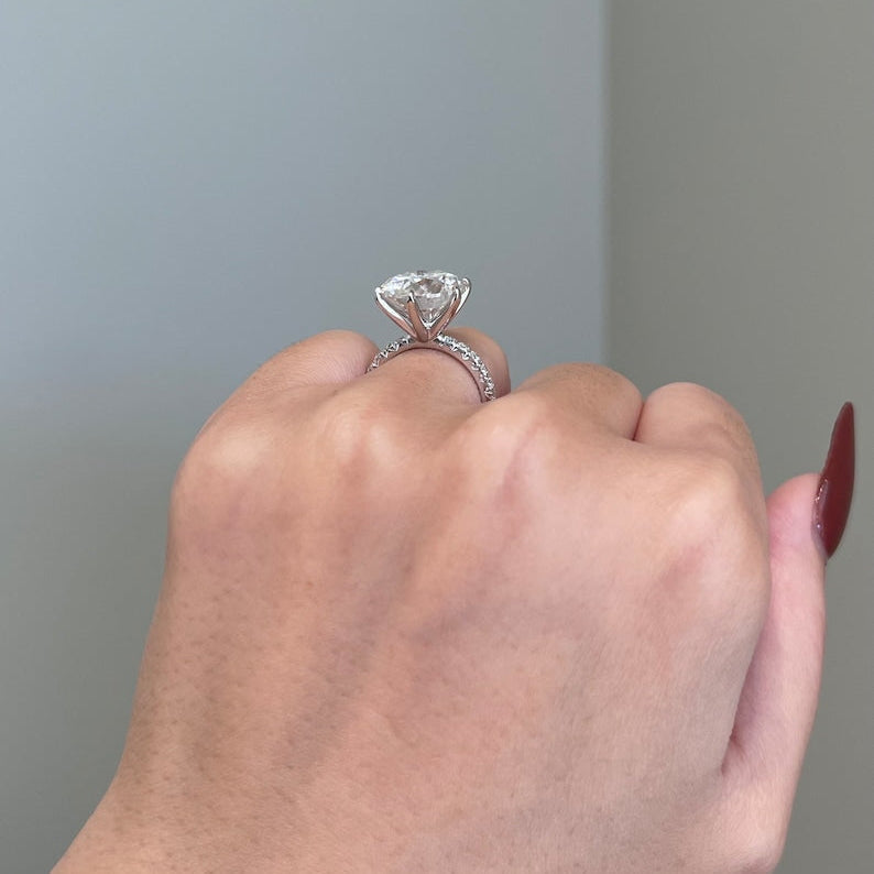 6 CT Round Pave Moissanite Engagement Ring