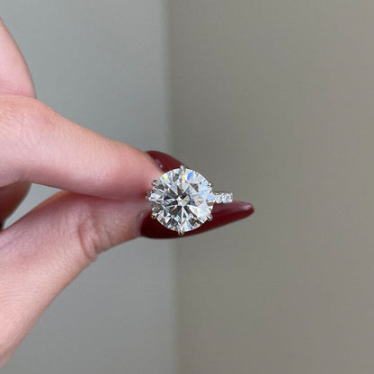 6 CT Round Pave Moissanite Engagement Ring