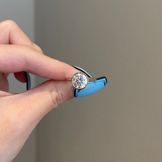 2.5 CT Round Bezel Moissanite Engagement Ring