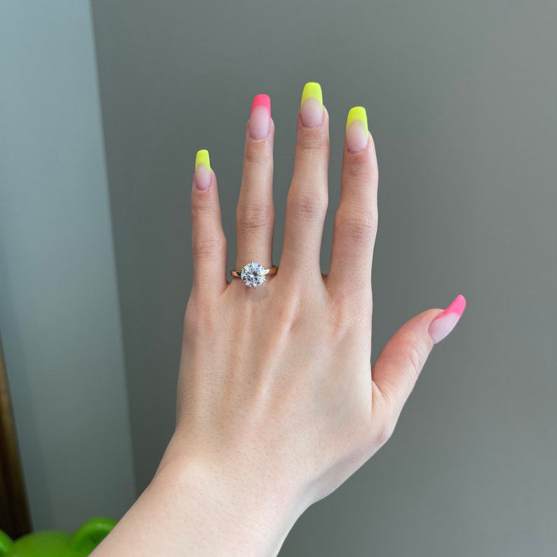 3 CT Round Hidden Halo Moissanite Engagement Ring
