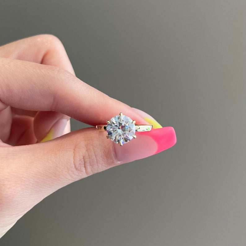 3 CT Round Hidden Halo Moissanite Engagement Ring
