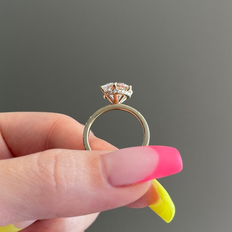 3 CT Round Hidden Halo Moissanite Engagement Ring