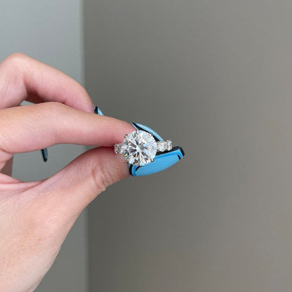 6 CT Round Pave Moissanite Engagement Ring
