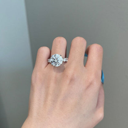 6 CT Round Pave Moissanite Engagement Ring
