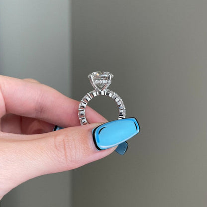6 CT Round Pave Moissanite Engagement Ring