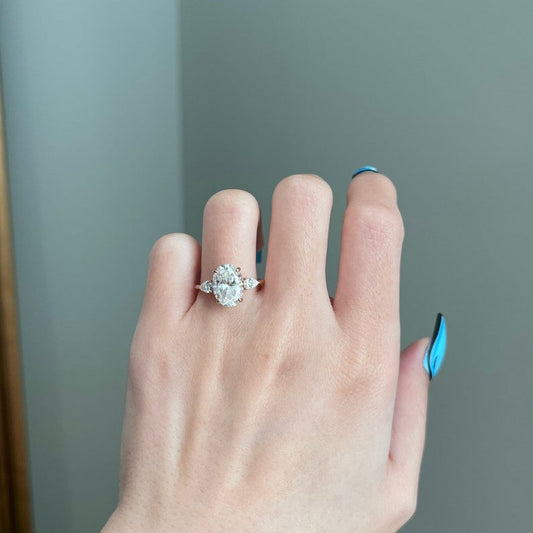3.5 CT Oval Three Stone Moissanite Engagement Ring