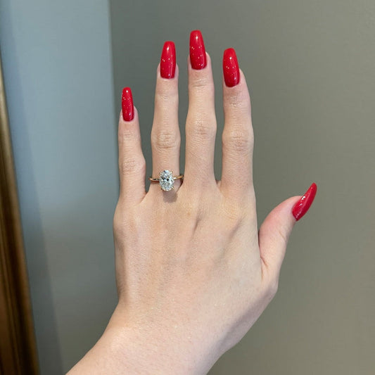 2.5 CT Oval Hidden Halo Moissanite Engagement Ring
