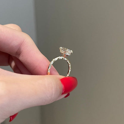 2.5 CT Oval Hidden Halo Moissanite Engagement Ring